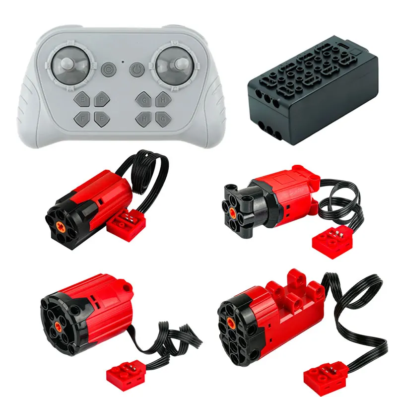 Building Blocks 1000mAh 8Way Remote Control Kit Power Functions Enhanced Red Motor Servo M L XL Battery Box For Car Modify
