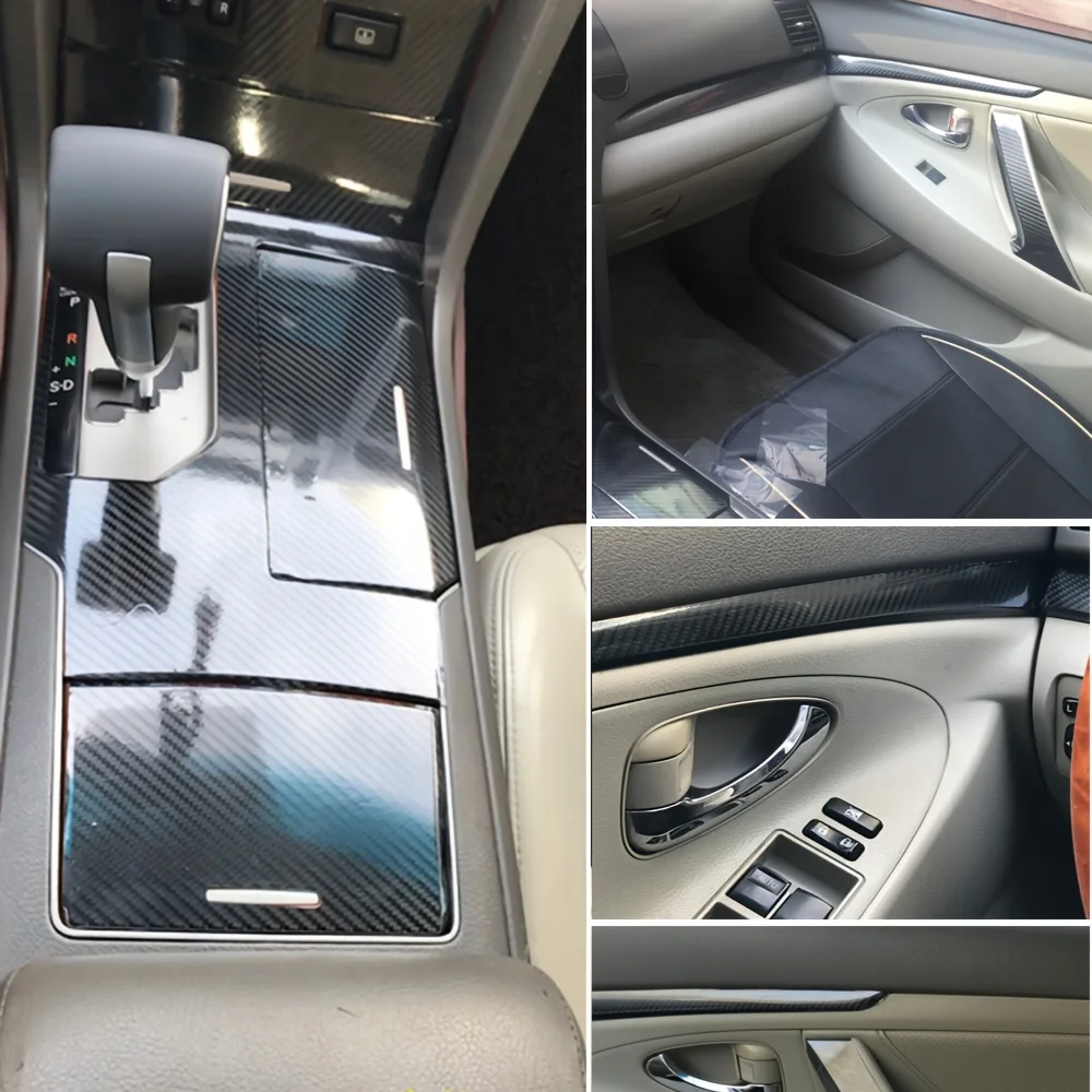 Carbon Fiber Interior car Sticker For Toyota Camry XV40 2006-2011 Central Console Gear Shift Panel Door Handle Cover Trim