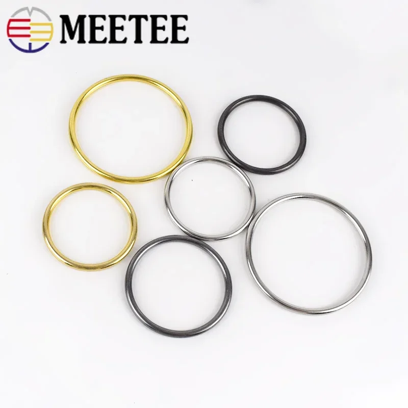 Meetee 10pcs O Ring Buckles Metal Round Circle 20-50mm for Clothing Handbag Rings Button Hardware Leather Crafts Accessories