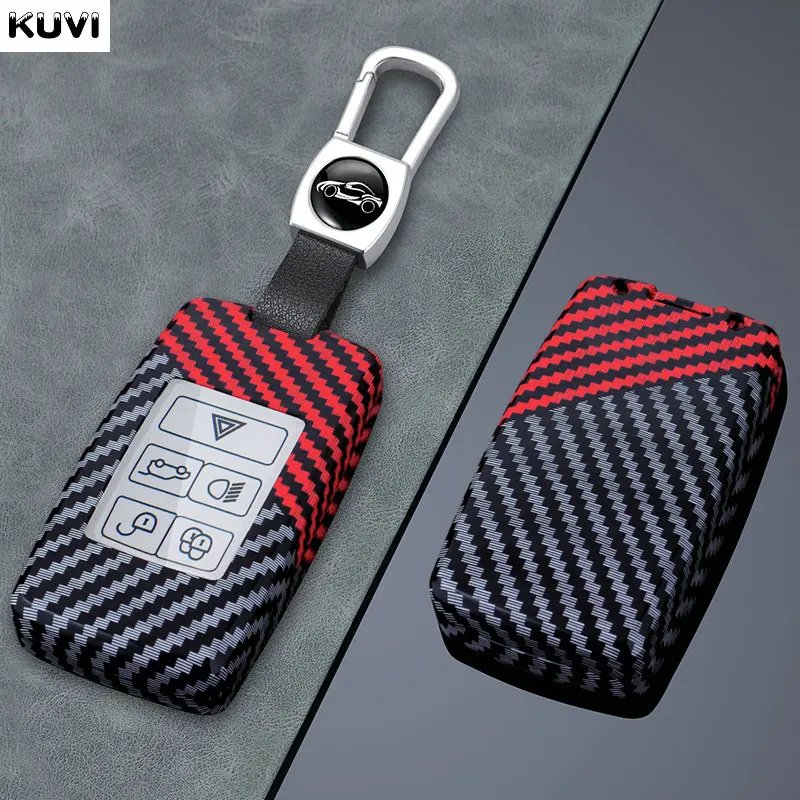 Pokrowiec na kluczyk samochodowy z włókna węglowego ABS do Land Rover Range Rover Sport Velar Evoque Freelander Discovery Jaguar XF XJ XJL XE