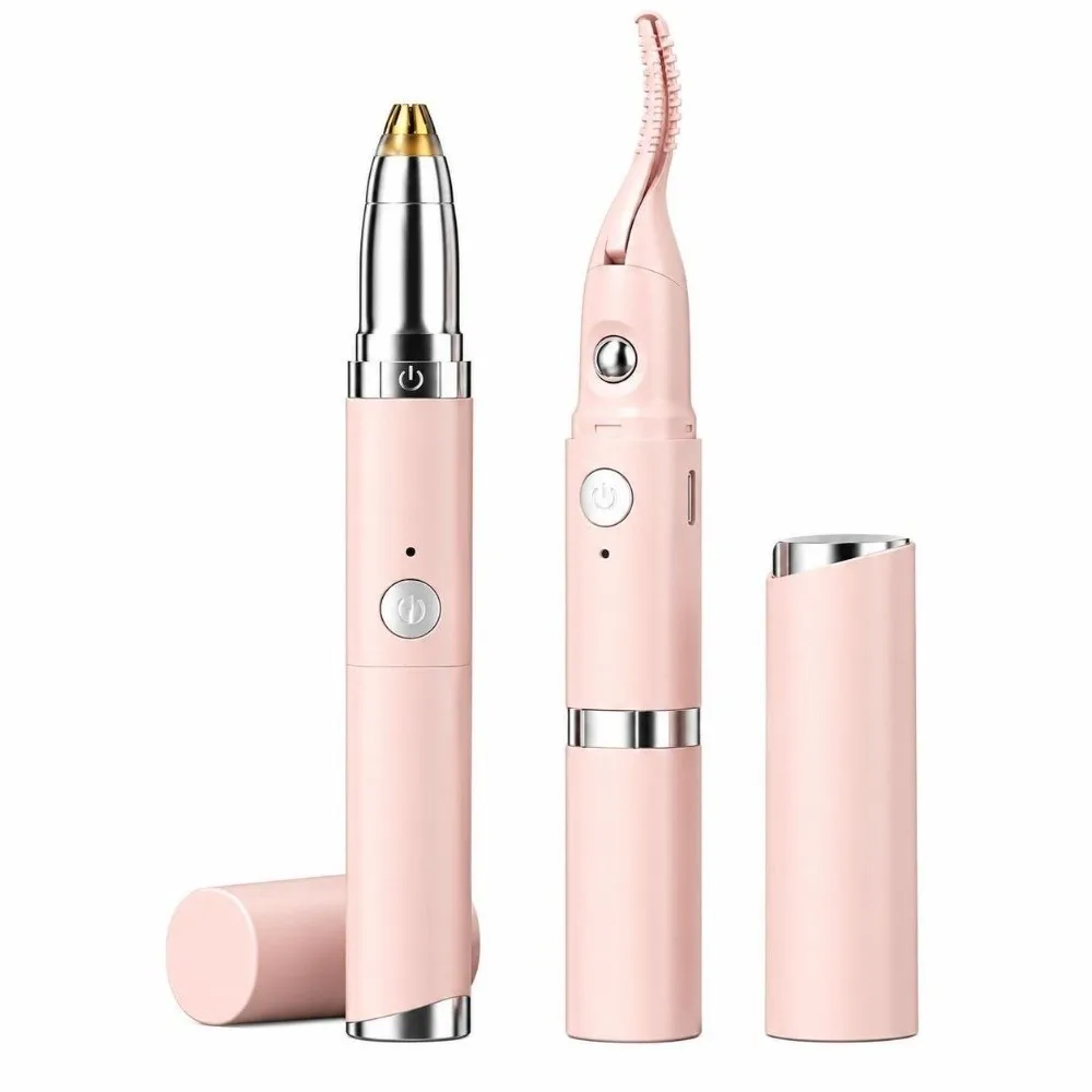 2 In 1 Electric Eyelash Curler Heated Two-Gear Temperature Adjustment Eyebrow Shaver Cordless 3D Micro-Trimming