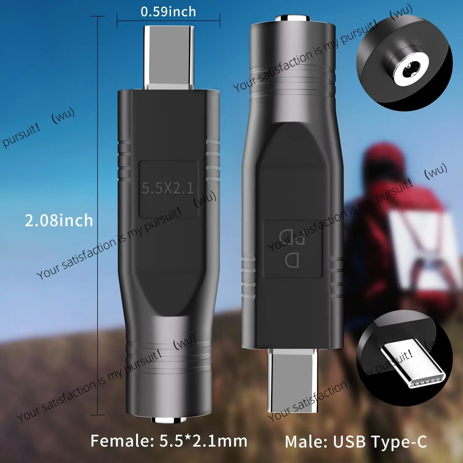 USB Type C Male to DC Female Adapter for Starlink Mini DC Power Cable Connection 65W + 20V PD