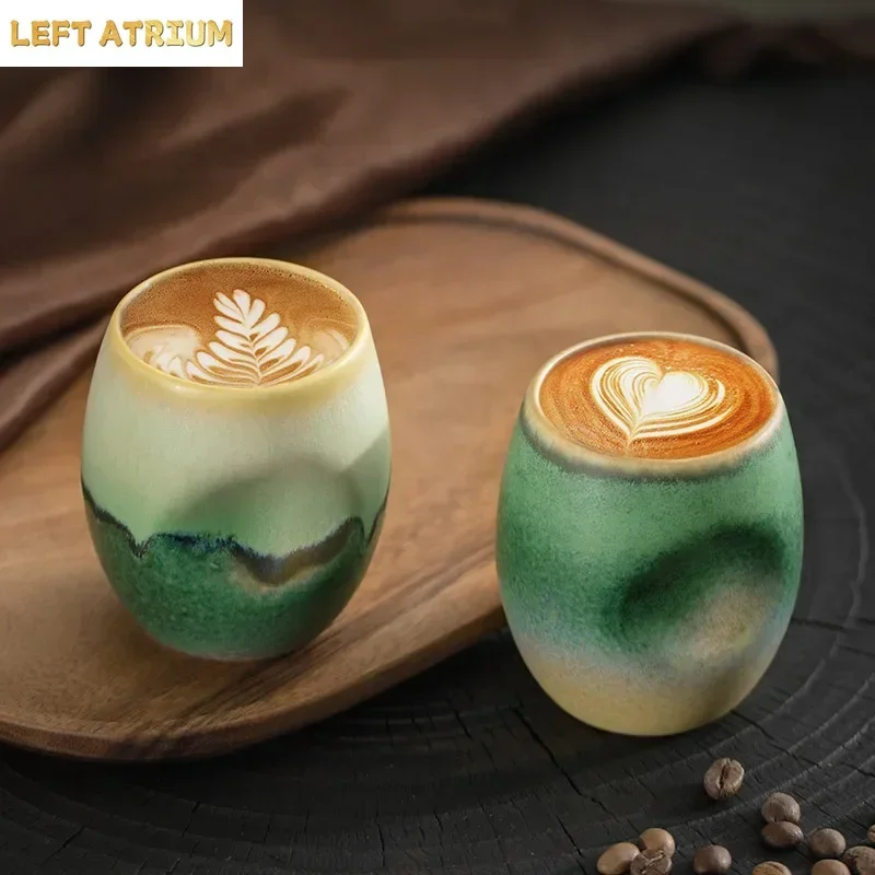 Green, Qingshan-Semi-Colorful Ceramic Concentrated Coffee Cup, Tea Cups, Master Creative, Slightly Luxury Colored Glaze, 230ml