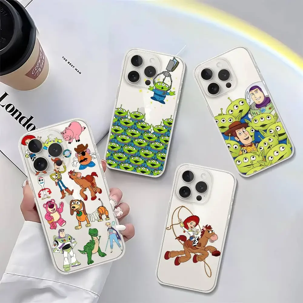 Cartoon Toy-Story Handyhülle für iPhone 17/16/15/11/13/14 Pro Max Plus/X/Xr/Xs Max/12mini Air Transparent Klar