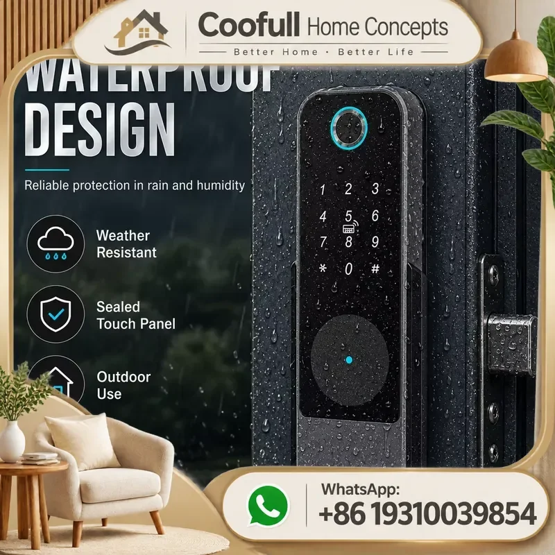 Smart Keyless Door Lock Wifi Fingerprint Tuya App IP65 Waterproof Digital Rim Lock For Home Security Entrance