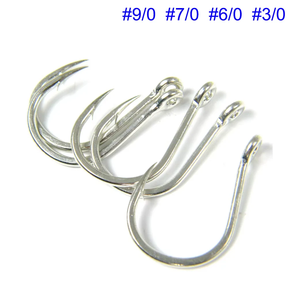 

1bag Circle Fishing Hooks Big Eye Single Fishhooks High Carbon Steel Barbed Hook For Carp Bass Fishing #3/0 #6/0 #7/0 #9/0