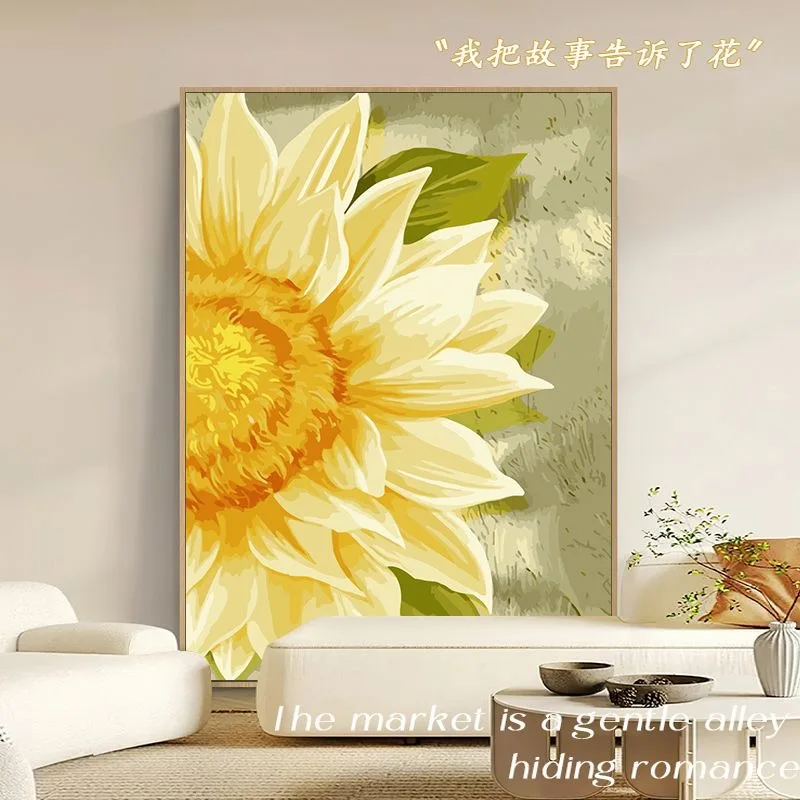 

A-0169 French Countryside Floral Oil Painting, Lavender & Sunflowers, Handmade Art