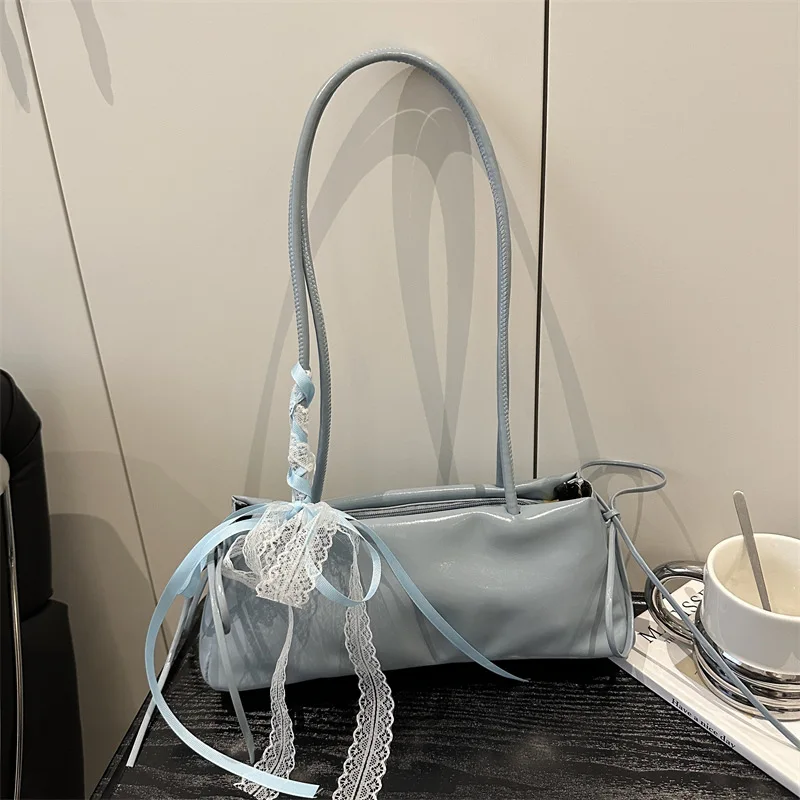 

Французская элегантная квадратная сумка с корейским бантом, высококачественная сумка из искусственной кожи, нишевая простая сумка на плечо в балетном стиле, новые повседневные женские сумки