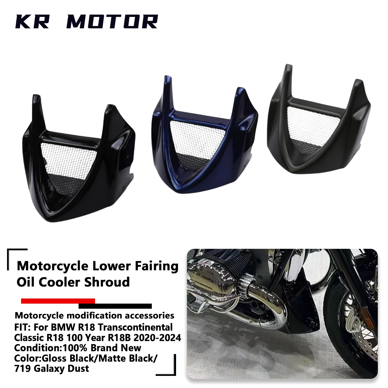 

Motorcycle Lower Fairing Fits For BMW R18/Transcontinental /Classic/100 Year/R18B 2020-2024 Cooler Shroud Below Radiator Spoiler