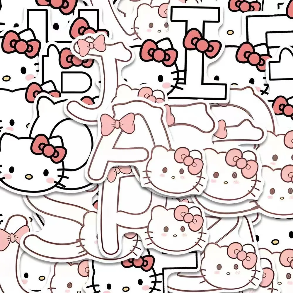 10/30/50 PIÈCES Sanrio Dessin Animé Mignon Lettres Hello Kitty Autocollants Amusant Drôle Graffiti BRICOLAGE Guitare Tasse D'eau Armoire Autocollants Enfants Jouet