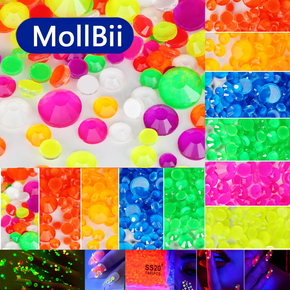 Neon Страза Glitter Flatback Pietre Cristalli стразы Non Hot Fix Strass brillantina Strass Decorazioni per unghie artistiche