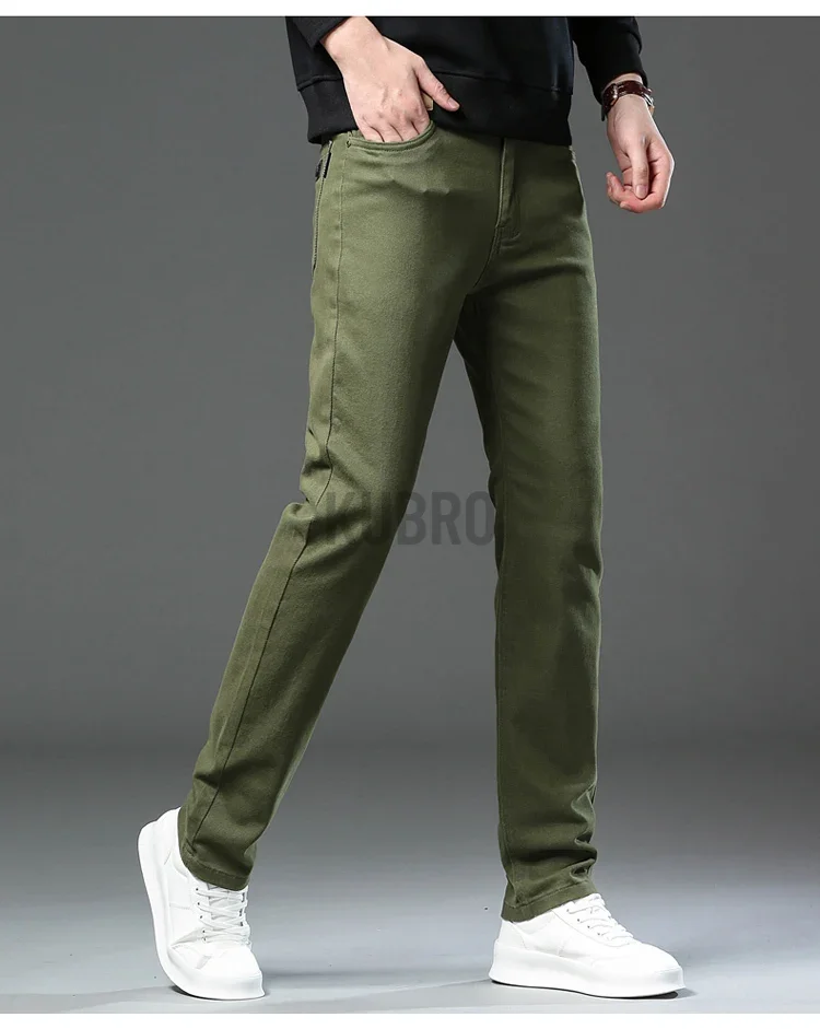 Markenmode, lockere, gerade geschnittene Business-Casual-Stretch-Jeanshose für Herren, Markenhose in 3 Farben, Übergröße, Herrenbekleidung, schmale Jeans – Detail 16