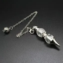 CSJA Openable Shuttle Pendulum for Dowsing Radiesthesia Divination Natural Stone Double Bead Crystal Pendulums Jewelry H572