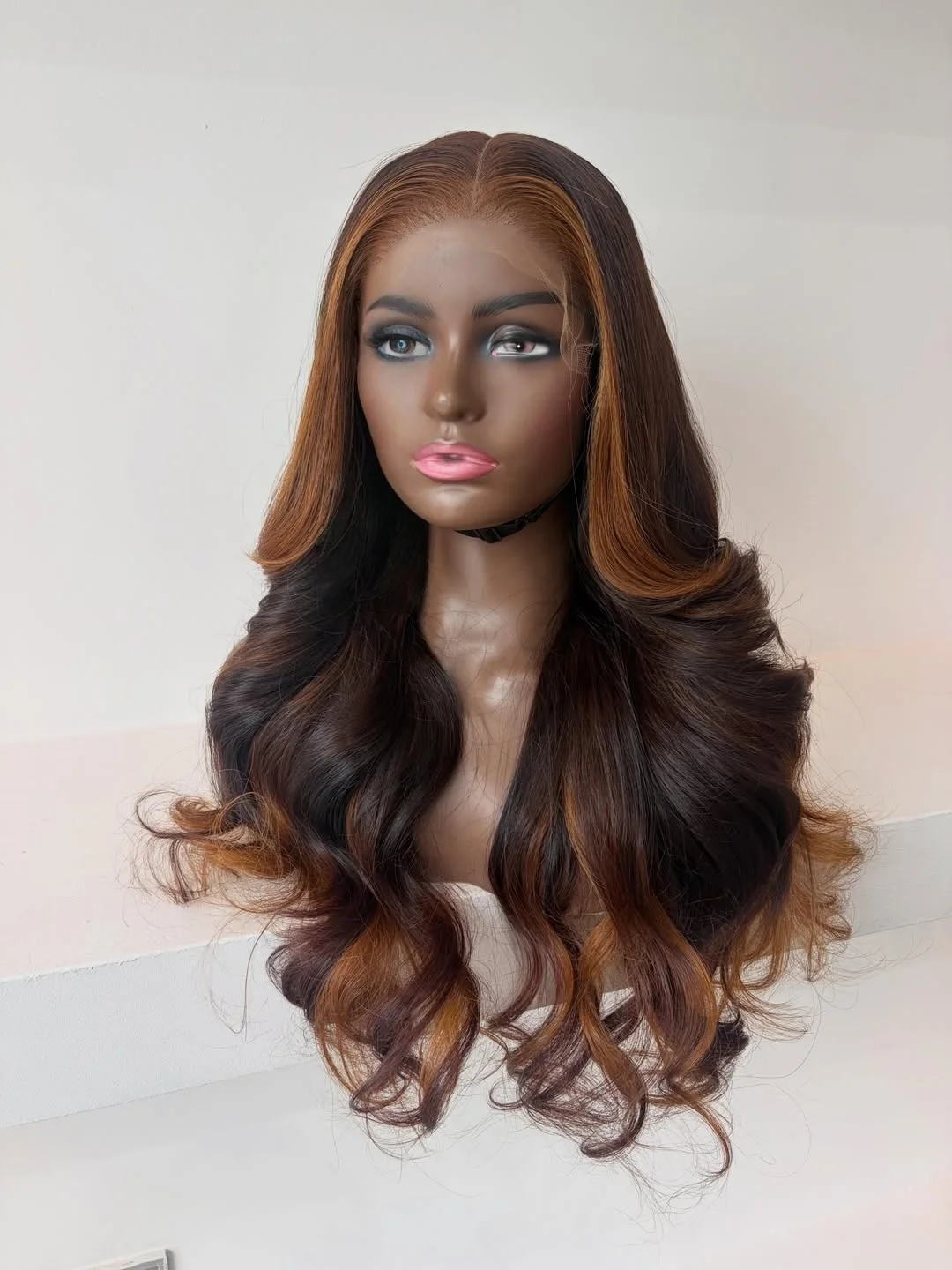 

Natural Brown Blonde Deep Wave Synthetic Wig for Women HD Lace Front Glueless High Density 13x4 with Natural Hairline