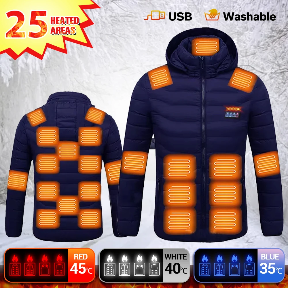 

25 Areas Heated Jackets Women's Men's Heating Jacket Winter Warm Windbreaker Heated Vest Thermal Jacket Hunting Hiking Camping