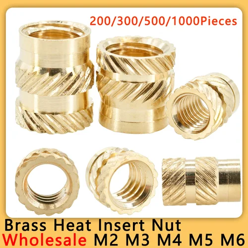 200/300/500 Uds tuerca de inserción de latón M2 M3 M4 M5 M6 insertos de impresión 3d roscados métricos de calor tuercas de inserción de fusión en caliente Nutsert de cobre