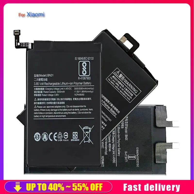 Batterie BM37 BM39 BM47 BN45 BM3D pour XiaoMi, compatible avec les modèles 3 4 4c 5 5S 5X 6 6X 7 8 9 9T 10 10T SE 5G/Mi Note 2 Pro/Redmi 3 3S 3X