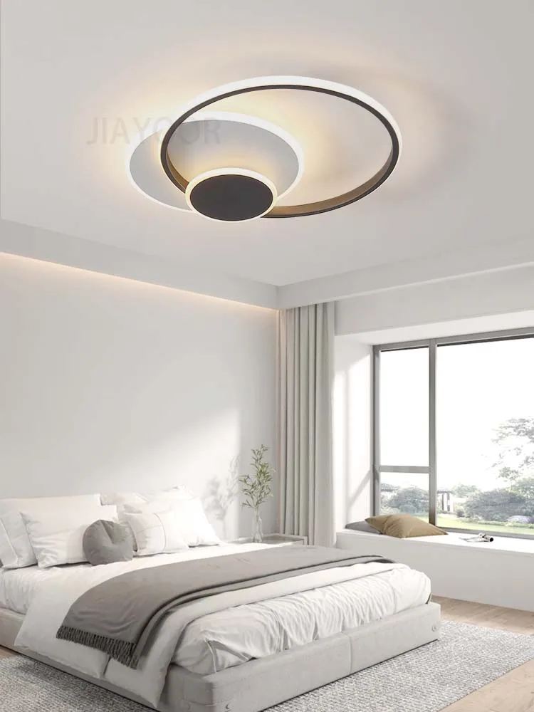 Modern Minimalism Circles Led Living Room Ceiling Lights Foyer Dimmable Round Bedroom Lamp Lighting Home Decor Luster Fixtures