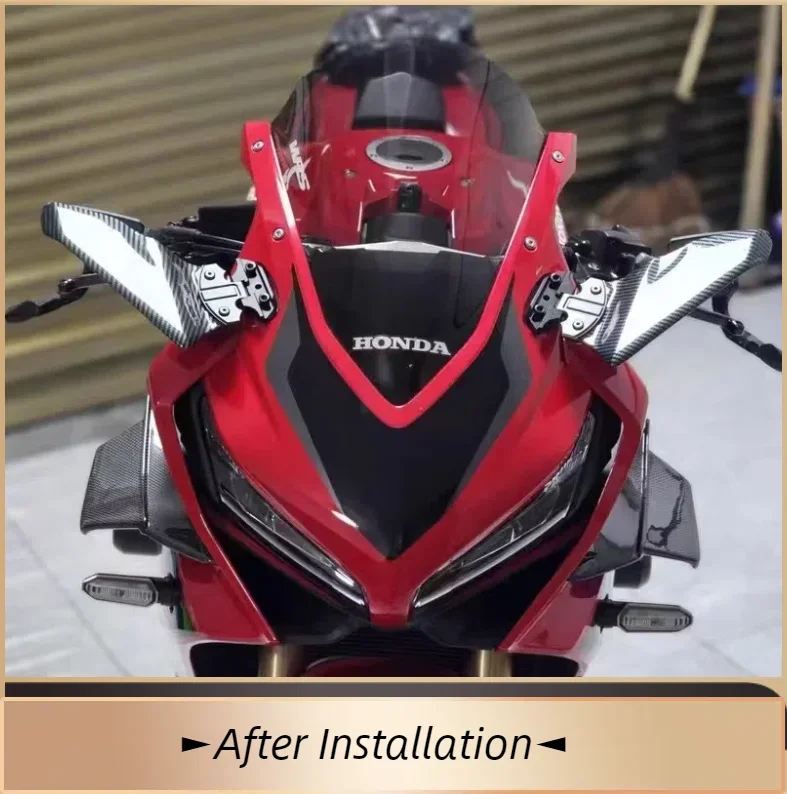 Carbon Fiber Style Adjustable Side Wing Spoiler Fairing With Rear View Mirrors For Honda Kawasaki Suzuki BMW Yamaha