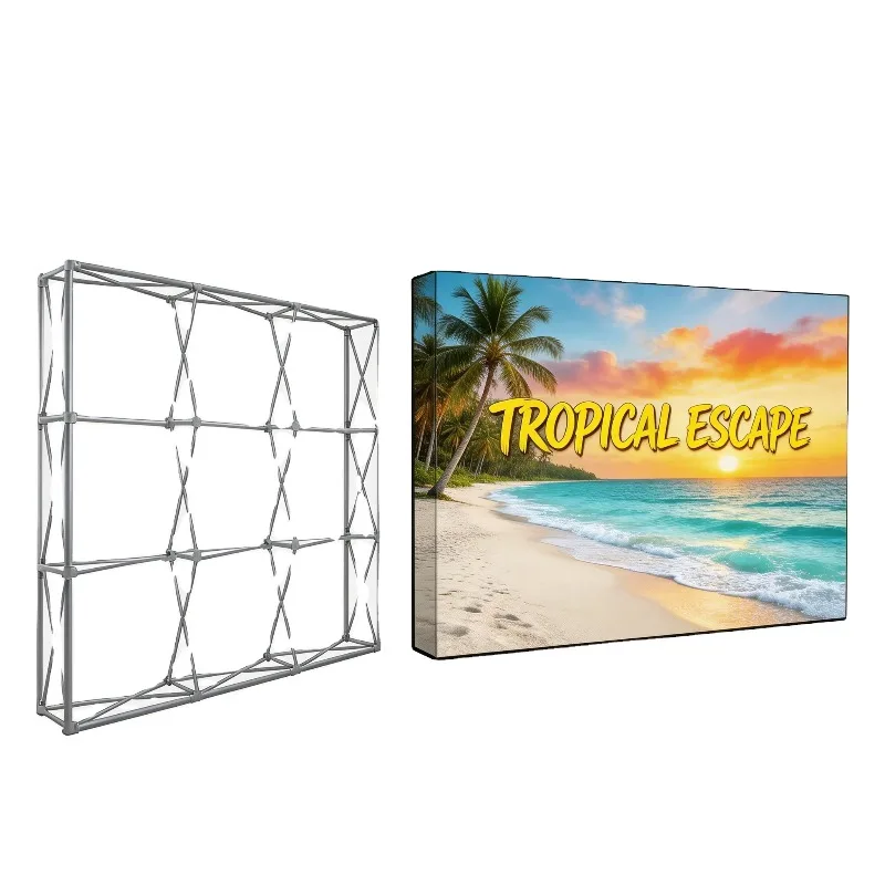 Customized Foldable Exhibition Hall Banner Stand Advertising Poster Mesh Display Stand Aluminum Frame 5x7ft Trade Show Event