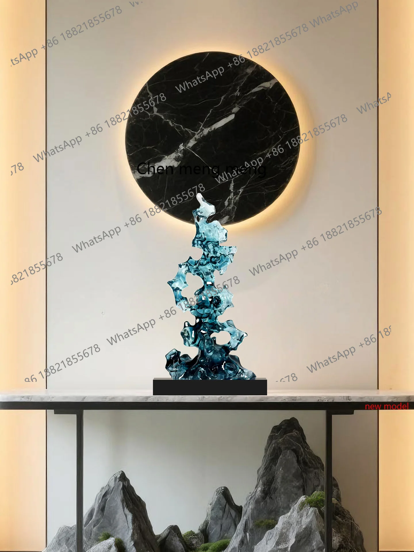 H178H178Modern minimalist abstract art transparent resin Taihu stone ornament, home living room entrance decoration