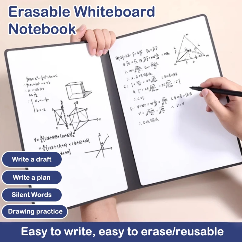 【Schön】 1-teiliges wiederverwendbares Whiteboard-Notizbuch-Set mit Whiteboard-Stift, Löschtuch, Leder-Notizblock, Wochenplaner, tragbar, stilvoll