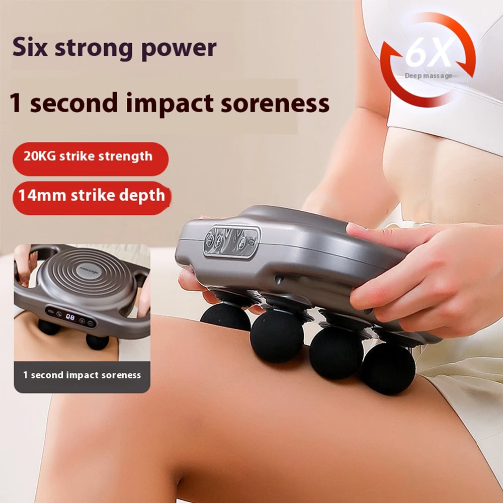 Fascia Gun 6 Head Muscle Massager Gun Deep High Frequency Vibration Body Shoulder Back Waist Muscle Relaxation Massage Machine