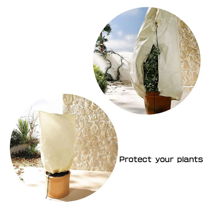 1pc Plant Anti-Frost Protection Bag Non-woven Winter Plant Tree Shrub Warm Cover Anti Freezing Bag Winter Garden Supplies