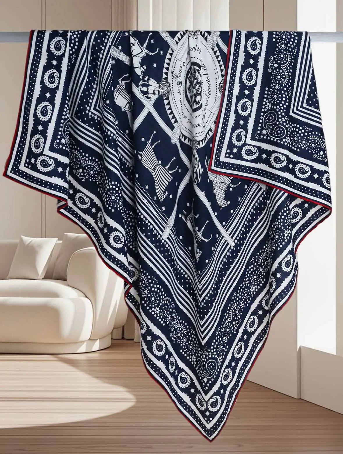 Horse Scarf 135CM Winter Large Shawls Hand Rolled Edges Head Bag Scarves Christmas Gift Luxury Clothing Accessories