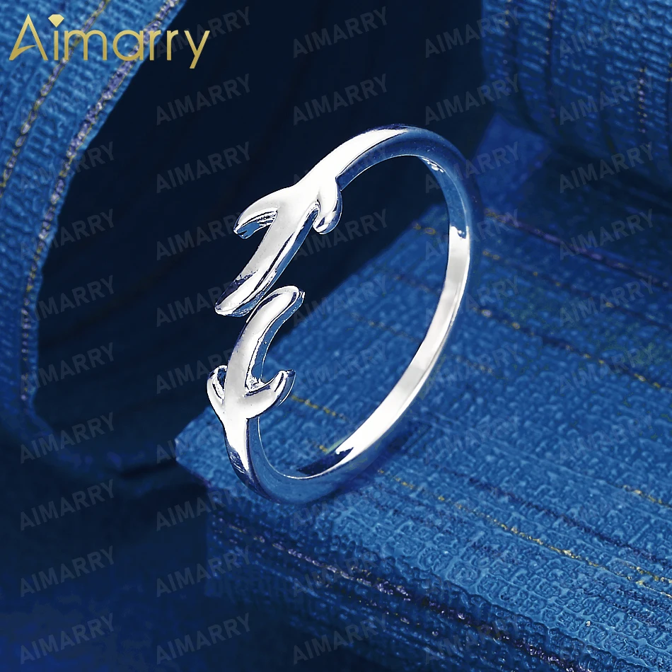 925 Sterling Silver Double Deer Horn Open Ring Women's Party Banquet Wedding Anniversary High-quality Fashion Jewelry
