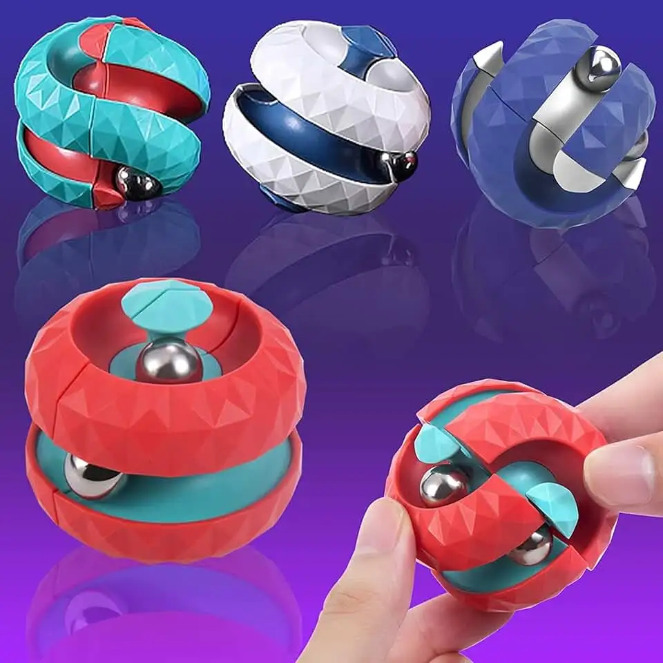 Rotating Fidget Puzzle Orbit Ball Toy for Kids and Adults Small Cube Relieve Stress Anxiety Decompression Toy