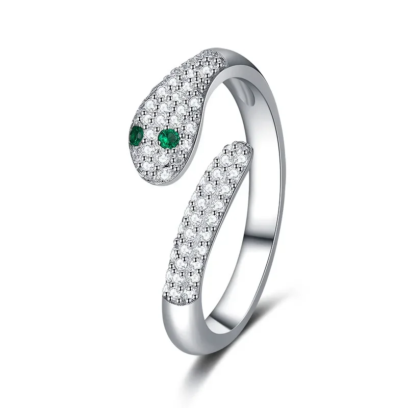 

925 Silver Serpent Ring For Women Gold Simple Adjustable Zircon Ring Vintage Jewelry