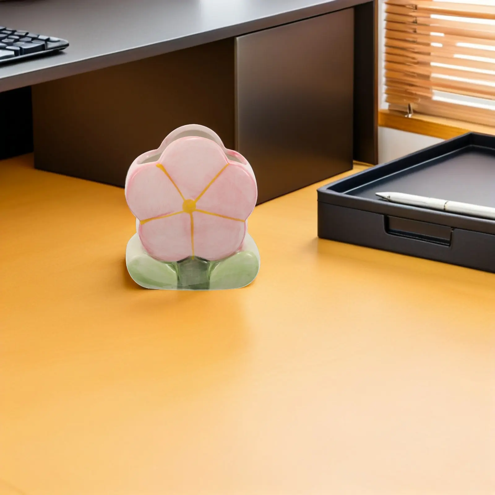 Flower Shaped Pen Holder Cute Desk Pencil Organizer Desktop Stationery Container for Office Study Room