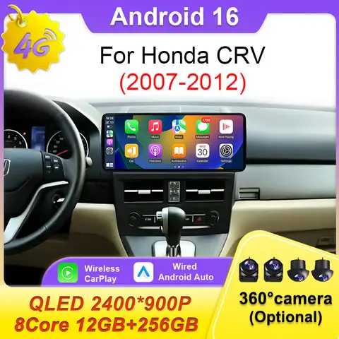 Android 16 For Honda CRV 2007-2012 Car Player BT Auto Radio HD Split Screen Carplay 4G WIFI DSP Multimedia GPS Video Navigation
