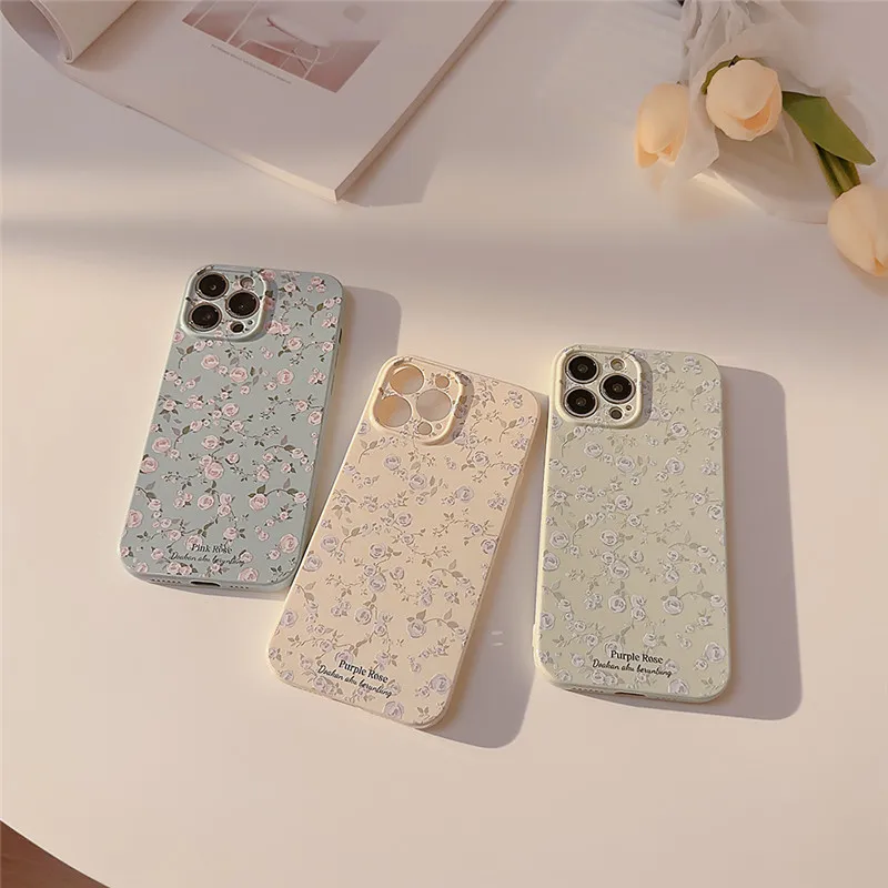 Vintage Retro Flowers Case For iPhone 14 Pro Max 15 Pro 13 12 11Pro Max X XR XS Max 7 8 Plus Colorful Floral Soft TPU BacK Cover