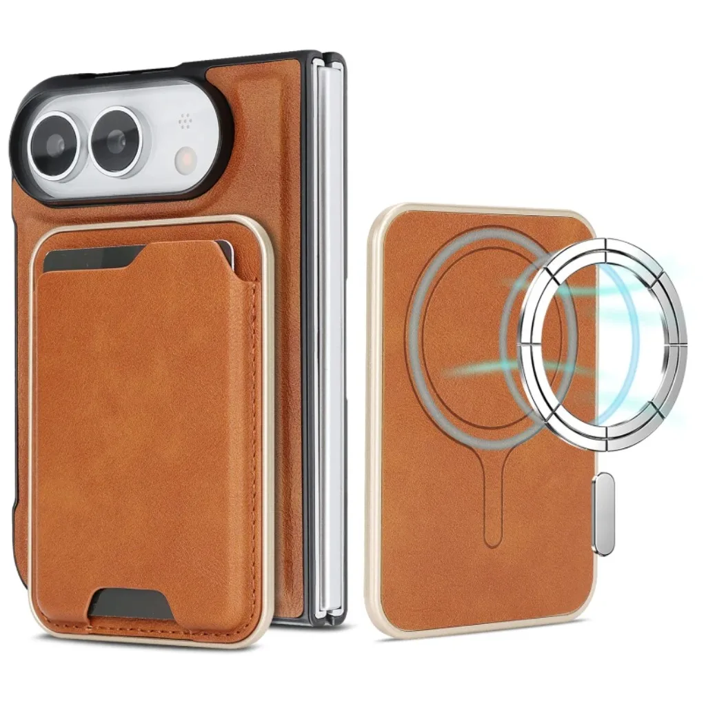 Étui de téléphone en cuir détachable avec porte-cartes pour Apple iPhone Duo 18 Fold 2026, coque magnétique Magsafe