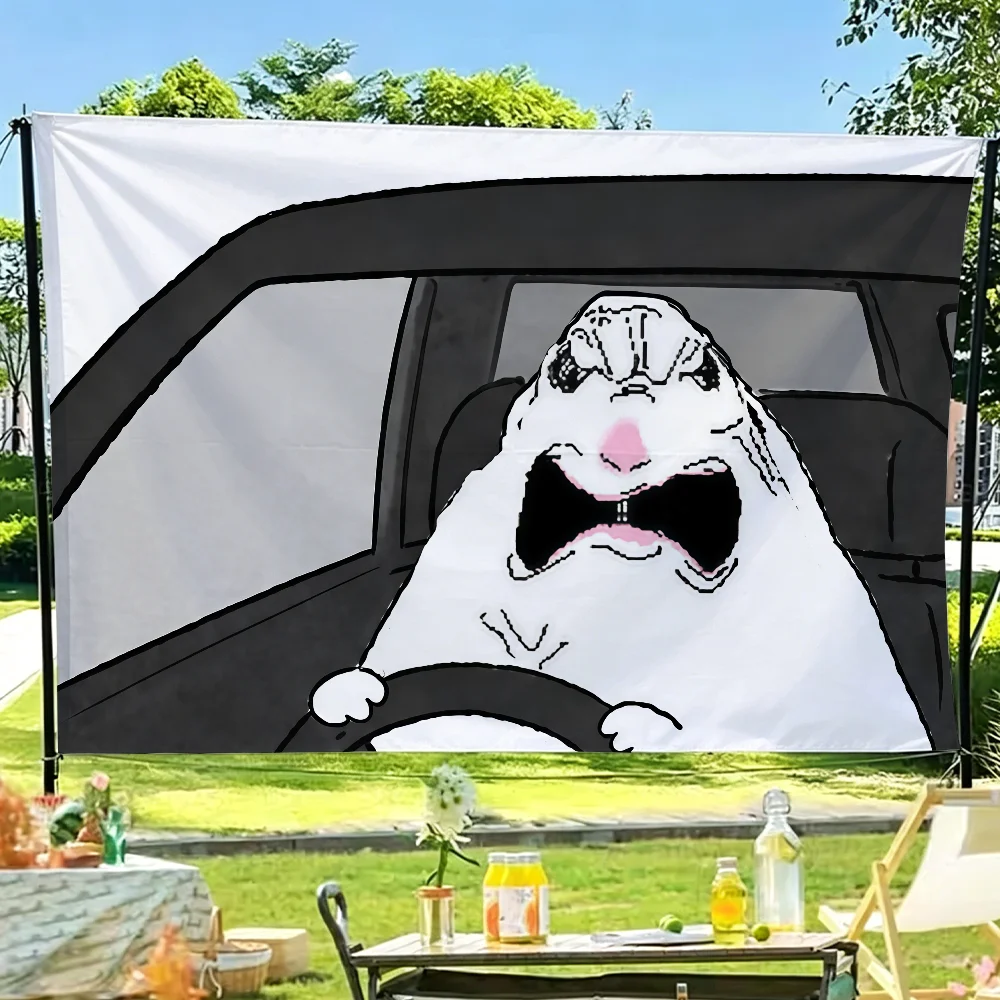 Hamster Meme Sun Shines Flagge für Gartenparty, Wohnzimmer, Zuhause, Balkon, Wanddekoration, Banner, Schlafzimmer, Outdoor-Wandteppich – Detail 7