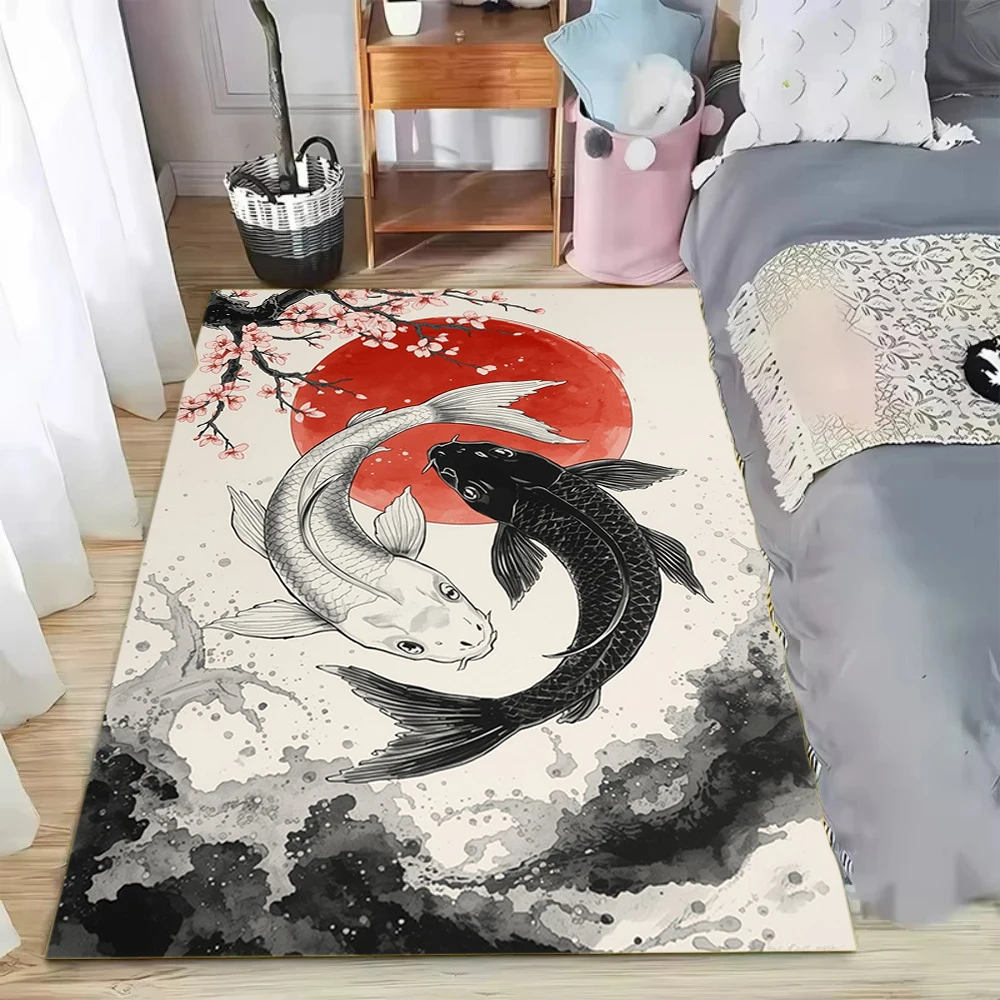 Fantasy Yin-yang Fish Pattern Carpet Living Room Bedroom Floor Mat Soft Machine Washable Easy To Clean Carpets Anti-slip Rug