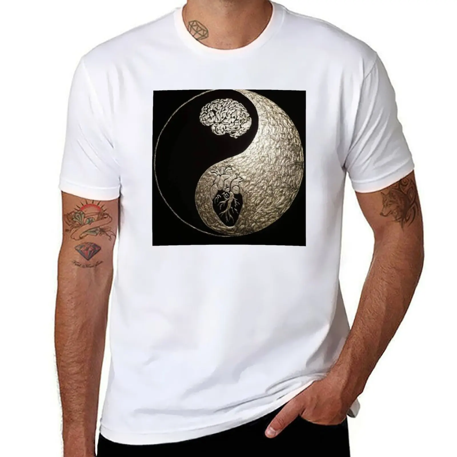 

Heart / Brain - Yin Yang T-Shirt t shirt custom print t shirt man casual T-Shirt