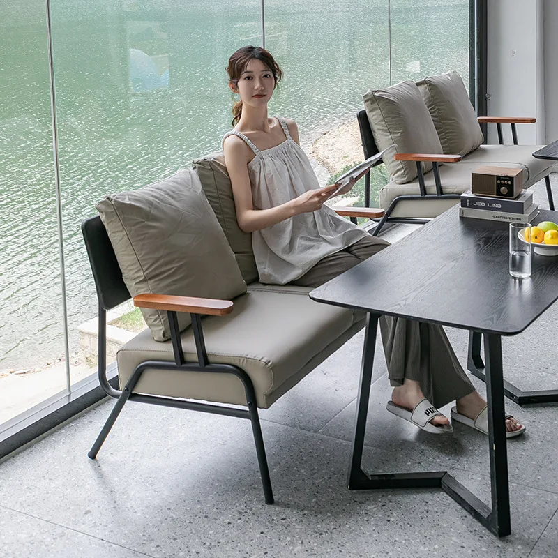 

Iron Art Industrial Style Cafe Noodle House Dessert Snack Commercial Dining Table and Chair Combination