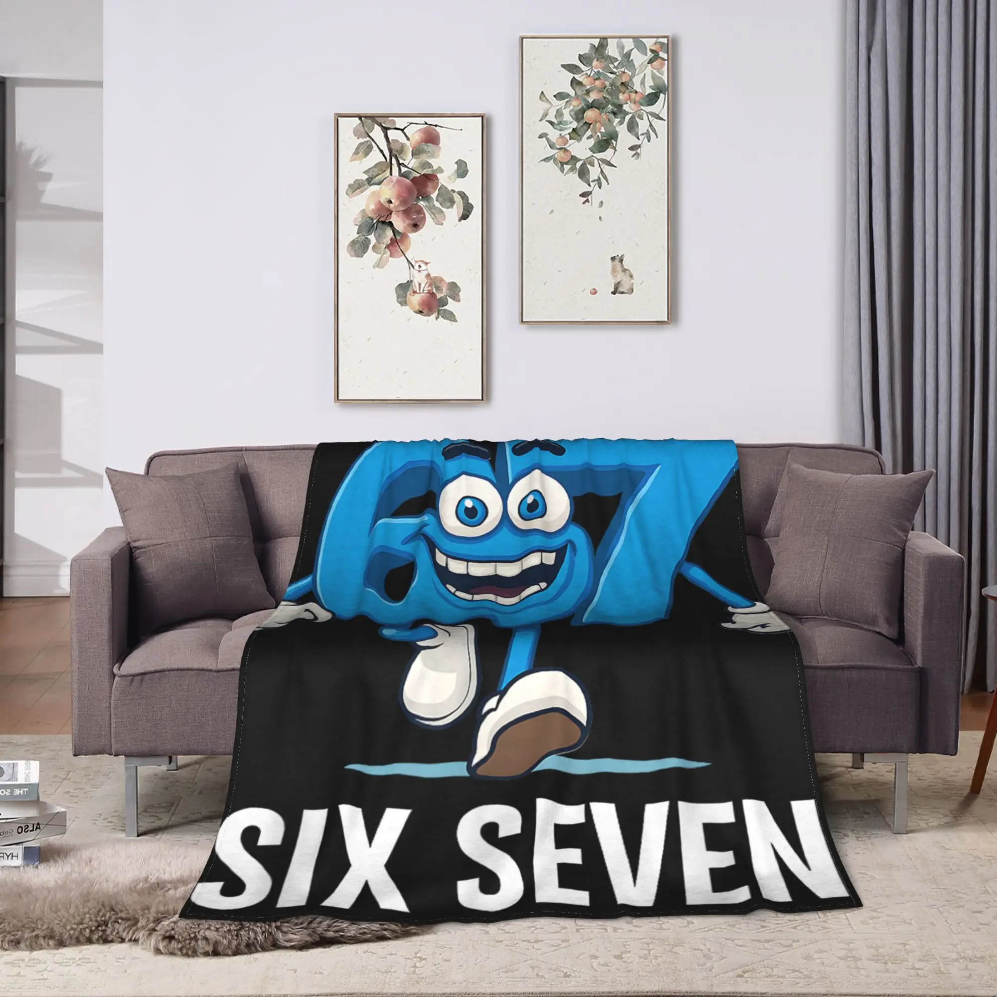 67 Six Seven Funny Italian Brainrot Gaming Viral Meme Flannel Blanket Winter Soft Throw Blanket for Boy Outdoor Street Bedspread