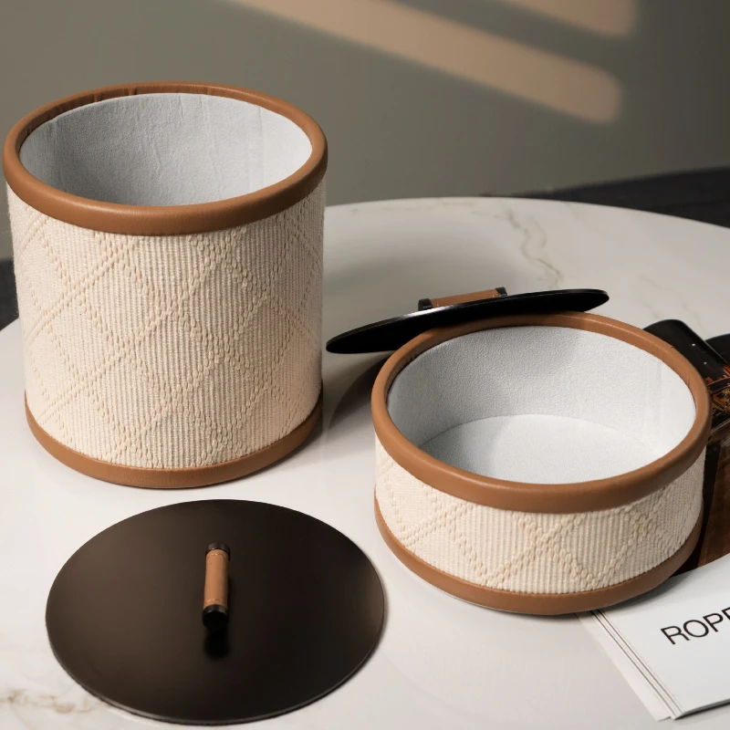 

Круглая коробка для хранения, роскошный кожаный органайзер, коробки для макияжа, органайзер для хранения ювелирных изделий, современные аксессуары для организации гостиной