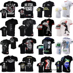 Vszap Muay Thai T Shirt Bawełniane koszulki bokserskie Mężczyźni Kobiety Sparing bojowy Grappling Kickboxing Top Jerseys Rash Guard Jiu Jitsu