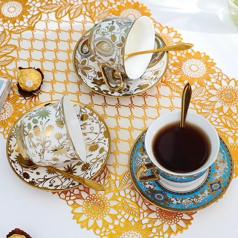 Nordic Bone China Coffee Cup and Saucer Set, Ceramic Mug, Flower Tea, Afternoon Teacup, Pot for Drinking Wedding Home Household