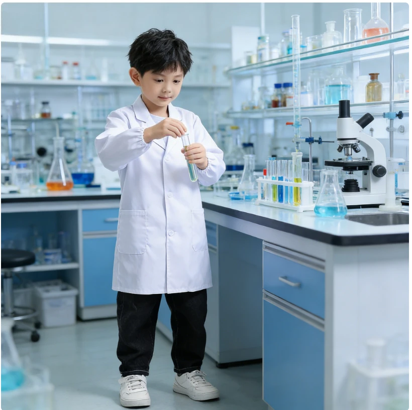 Kids Doctor Costume Nurse Uniform Science Lab Coat Role Play Workwear for Children Pretend Play