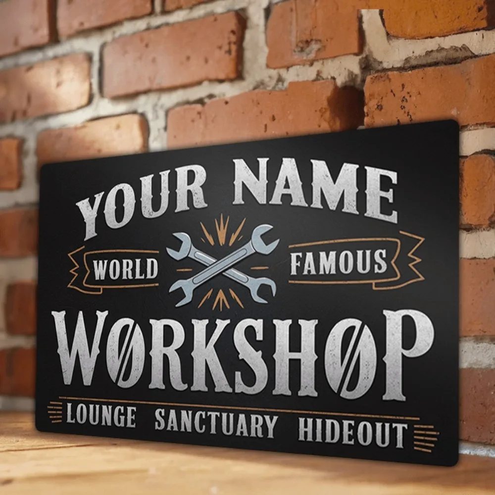 Customizable Metal Wall Art Sign for Garage Studio Or Store Personalization Durable Name And Text Included American Style Unfram