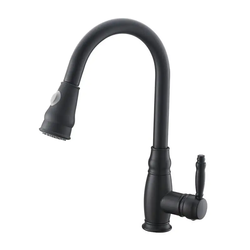 

Commercial Black Kitchen Faucet with Pull-Out Sprayer, Single Handle Sink Mixer Tap