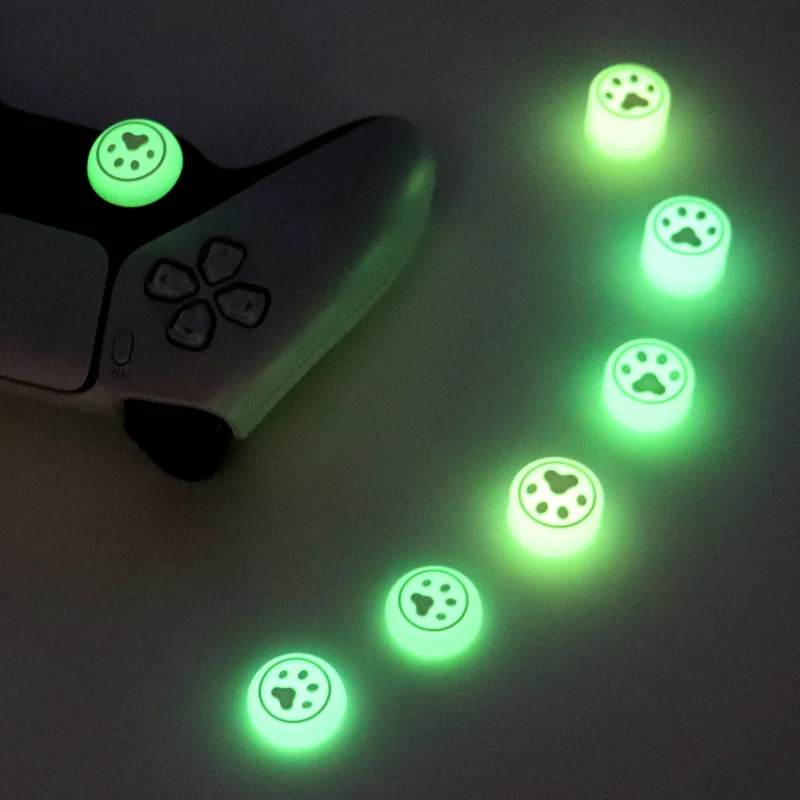 6 sztuk Glow in Dark silikonowy uchwyt na kciuki czapki dla PS4 PS5 Xbox Switch Pro Luminous Gamepad uchwyt joysticka Protector