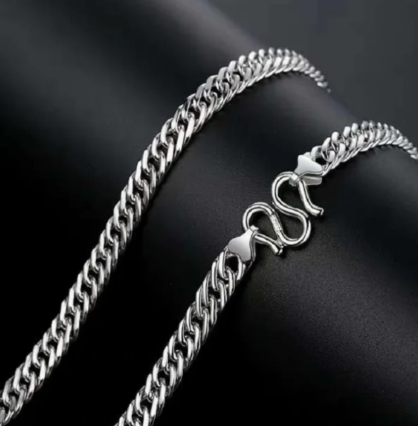 pure silver 999 cuban necklace for men real silver chains necklaces silver long chains 3mm-9mm 45-65cm