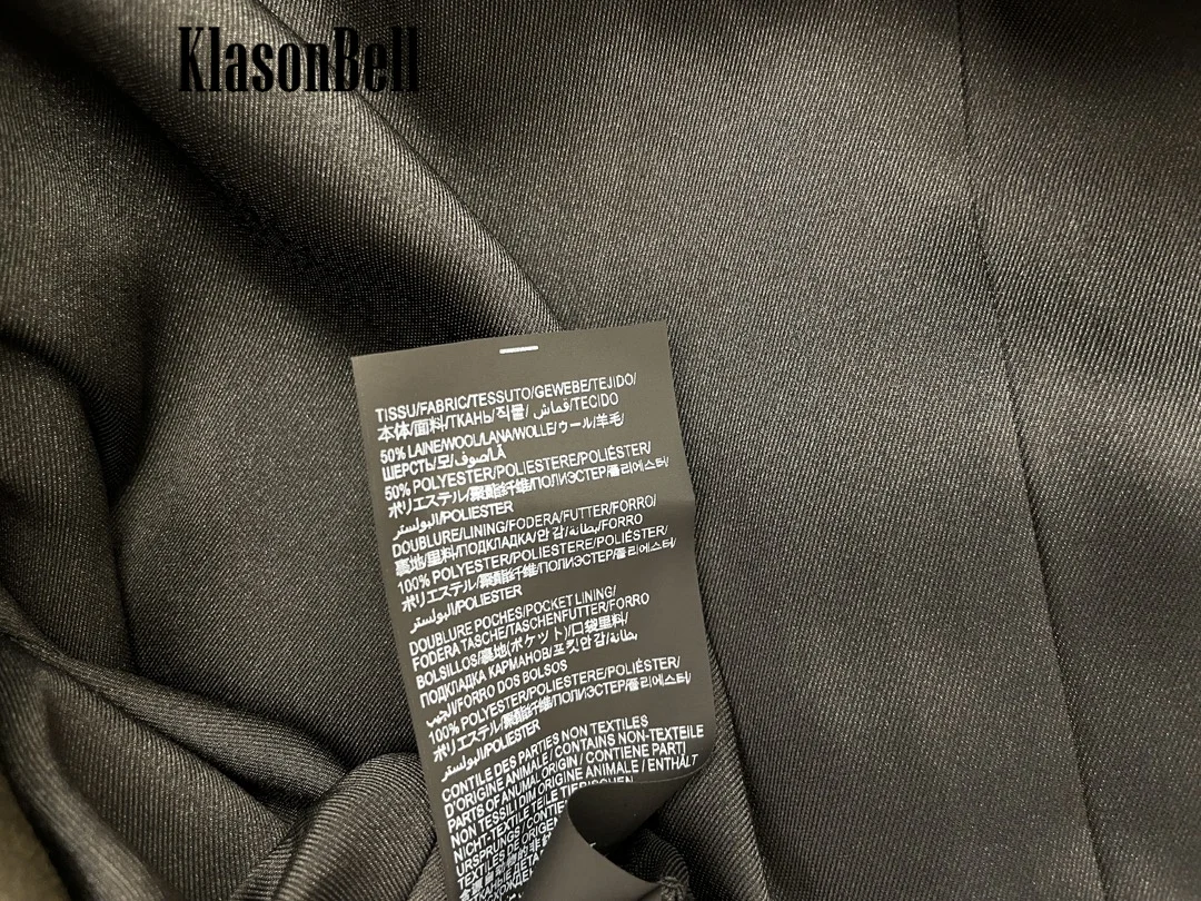 9.7 KlasonBell Women Clothes Wool Loose Blazer Classic Temperament Shoulder Pads Double Breasted Long Jacket 2024 Women New